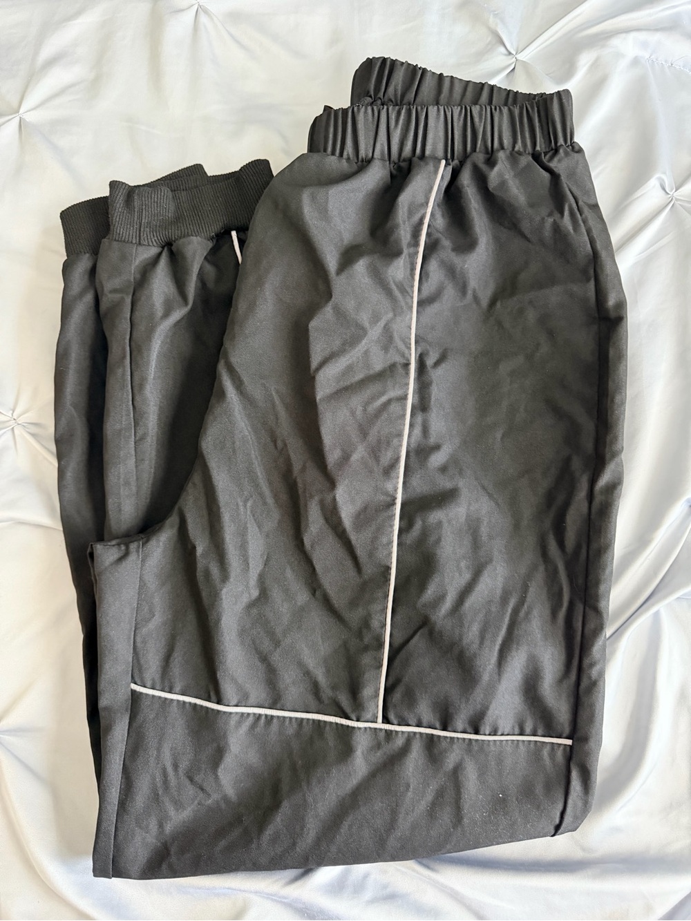 SHEIN Black Jogger Pants with White Contrast Piping
